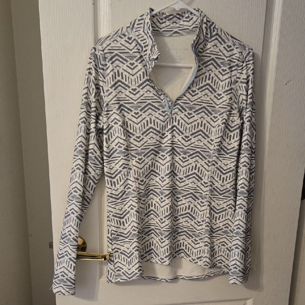 Bally Grey and White Patterned Long Sleeve Top